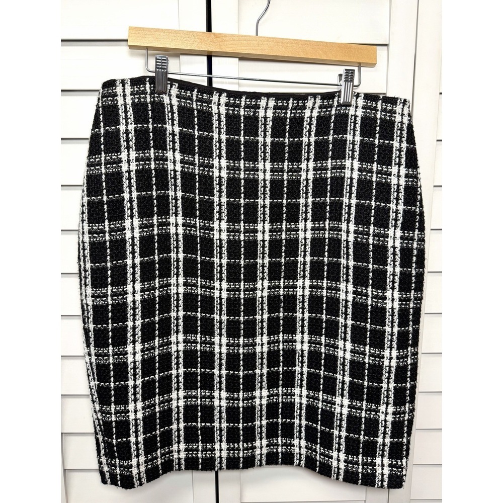 Calvin Klein Plaid Tweed Pencil Skirt Office Career Classic Women's Size 12
